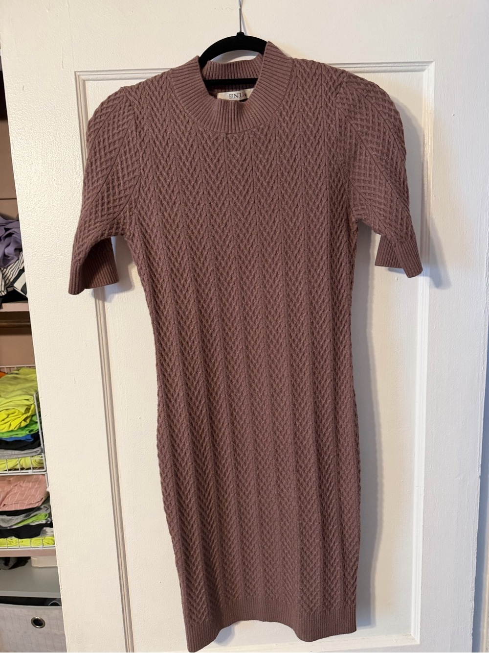 Ribbed Knit Midi Dress in Mauve